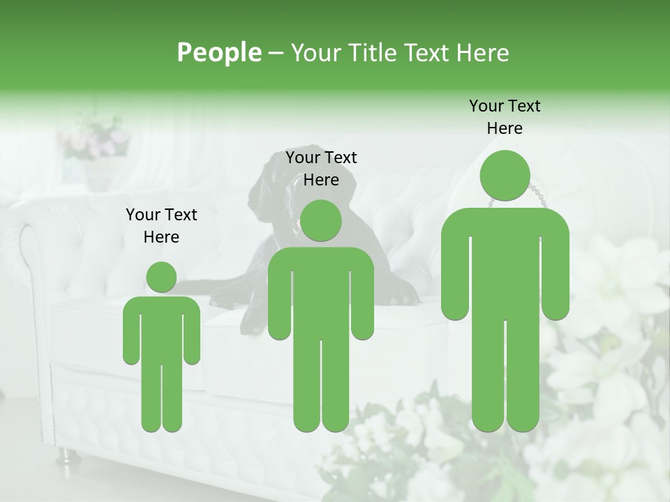 A Black Dog Is Sitting On A White Couch PowerPoint Template