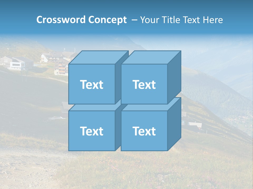 A Group Of Houses On A Hill With Mountains In The Background PowerPoint Template