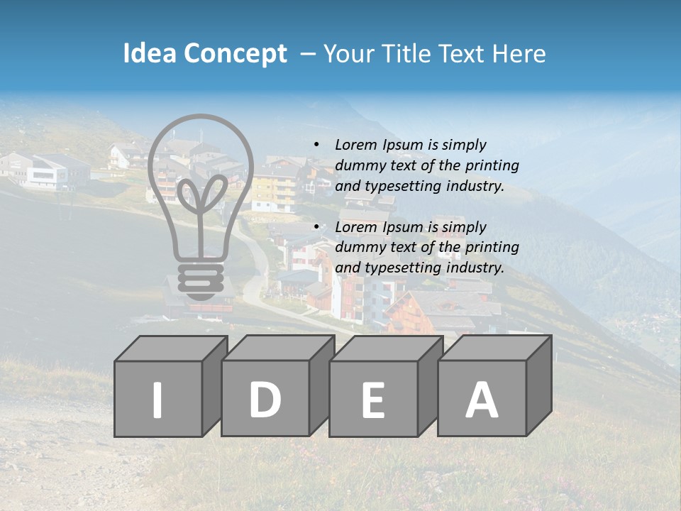 A Group Of Houses On A Hill With Mountains In The Background PowerPoint Template