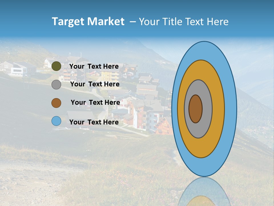 A Group Of Houses On A Hill With Mountains In The Background PowerPoint Template