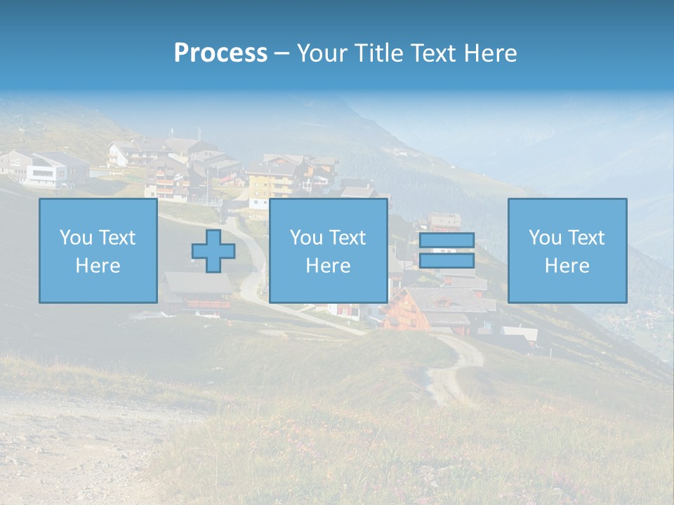 A Group Of Houses On A Hill With Mountains In The Background PowerPoint Template