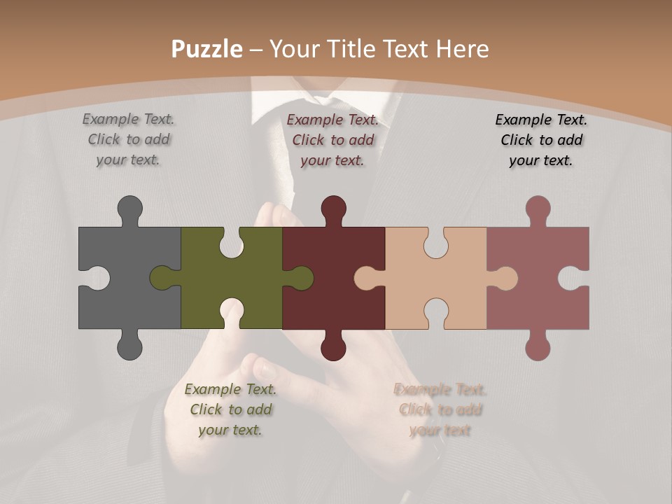 A Man In A Suit Is Holding His Hands Together PowerPoint Template