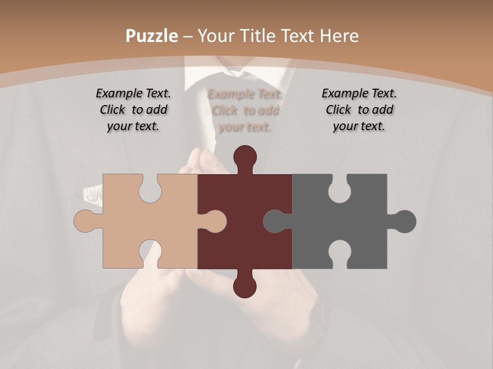 A Man In A Suit Is Holding His Hands Together PowerPoint Template