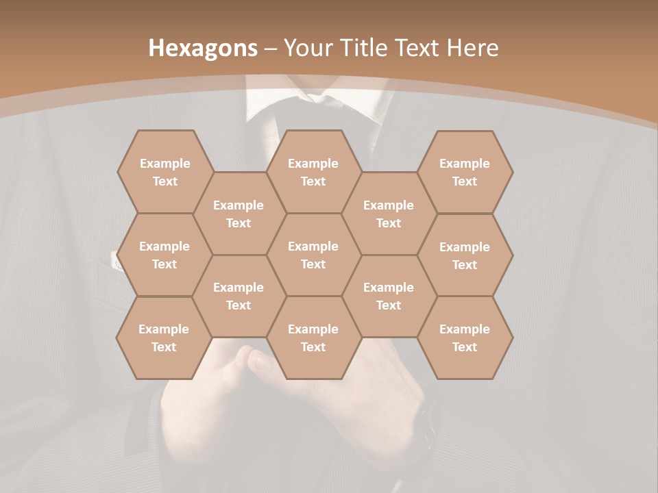 A Man In A Suit Is Holding His Hands Together PowerPoint Template