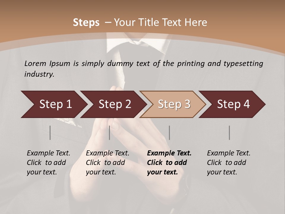 A Man In A Suit Is Holding His Hands Together PowerPoint Template