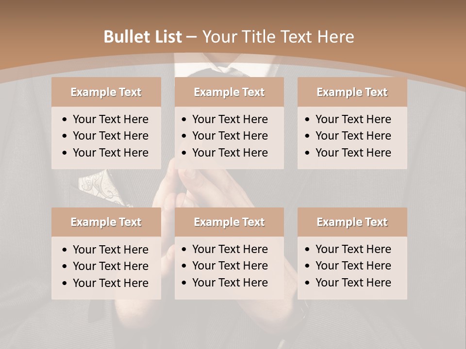 A Man In A Suit Is Holding His Hands Together PowerPoint Template