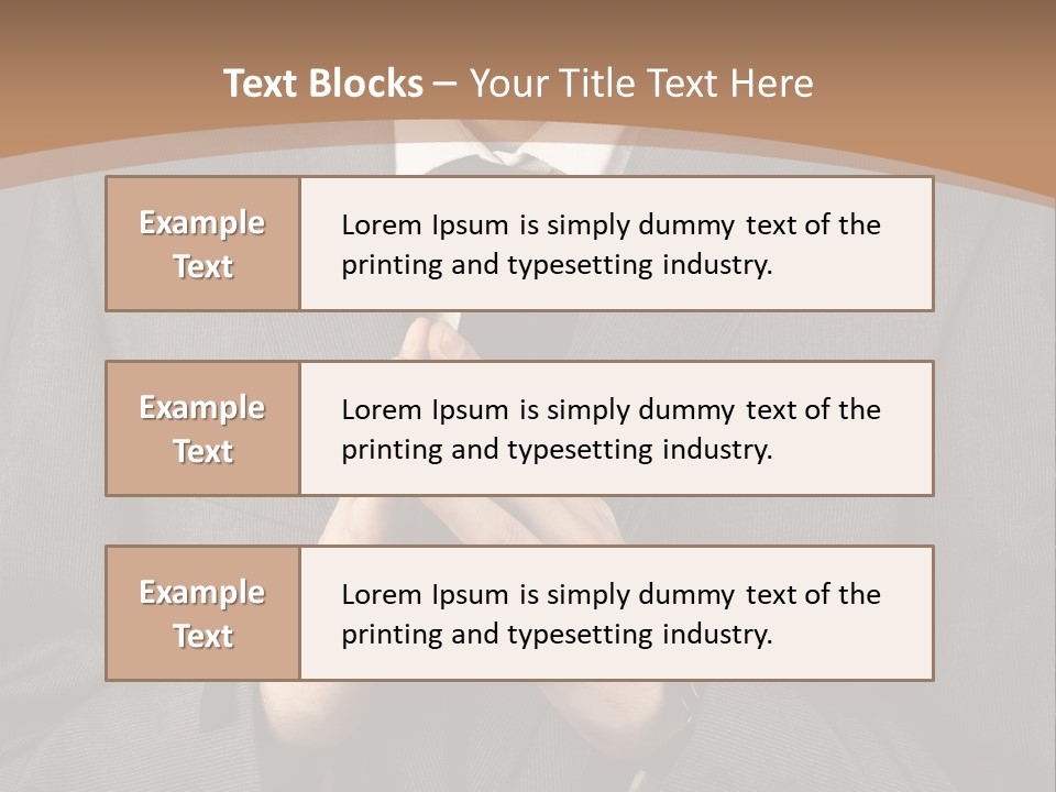 A Man In A Suit Is Holding His Hands Together PowerPoint Template