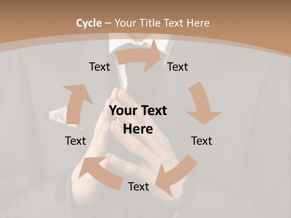 A Man In A Suit Is Holding His Hands Together PowerPoint Template