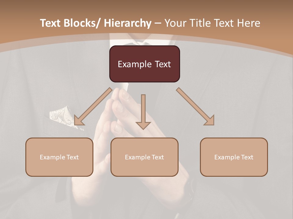 A Man In A Suit Is Holding His Hands Together PowerPoint Template