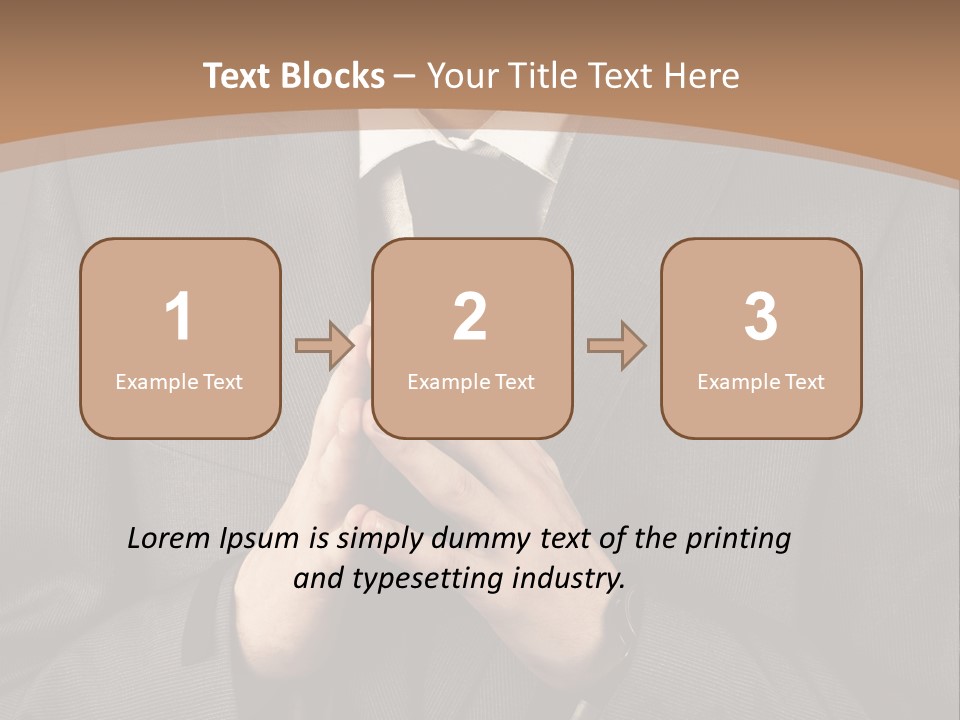 A Man In A Suit Is Holding His Hands Together PowerPoint Template