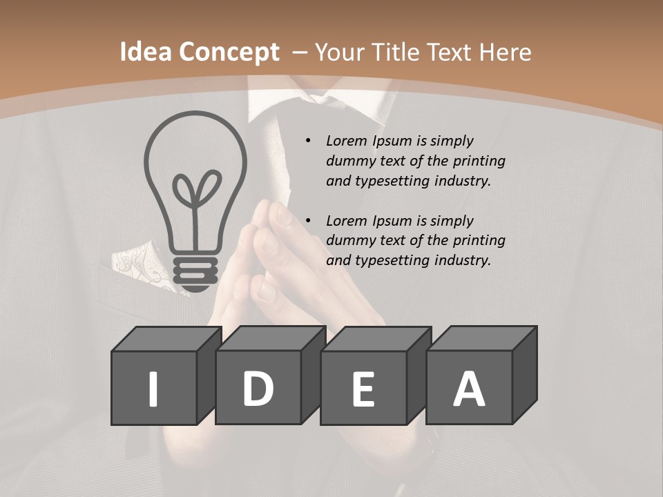 A Man In A Suit Is Holding His Hands Together PowerPoint Template