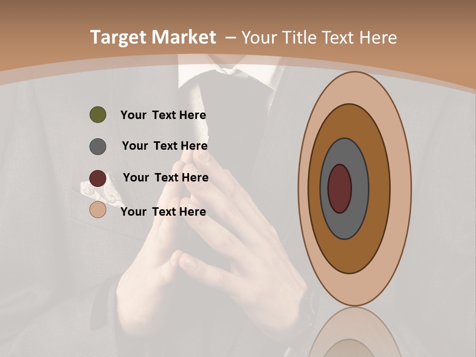 A Man In A Suit Is Holding His Hands Together PowerPoint Template