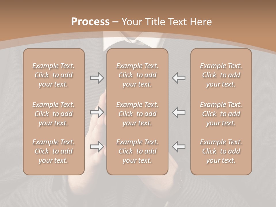 A Man In A Suit Is Holding His Hands Together PowerPoint Template