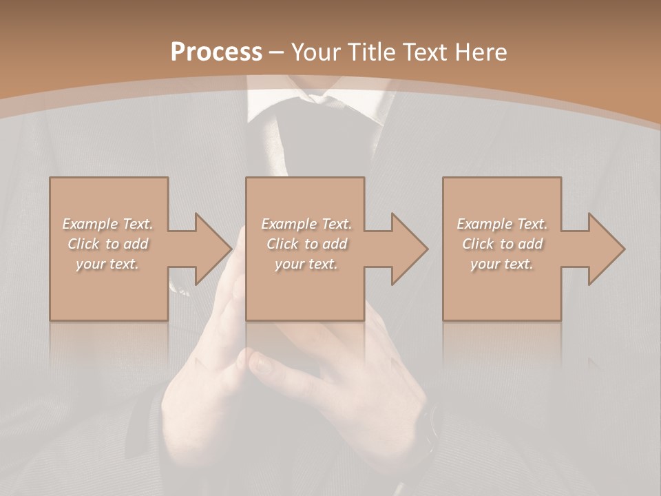 A Man In A Suit Is Holding His Hands Together PowerPoint Template