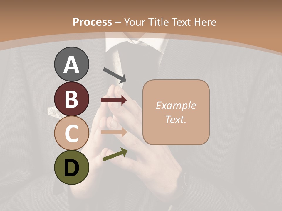 A Man In A Suit Is Holding His Hands Together PowerPoint Template