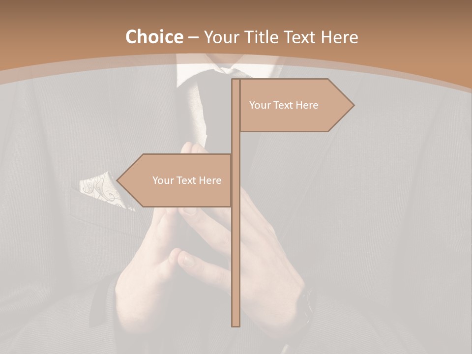 A Man In A Suit Is Holding His Hands Together PowerPoint Template