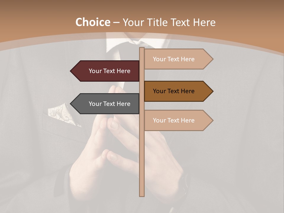 A Man In A Suit Is Holding His Hands Together PowerPoint Template