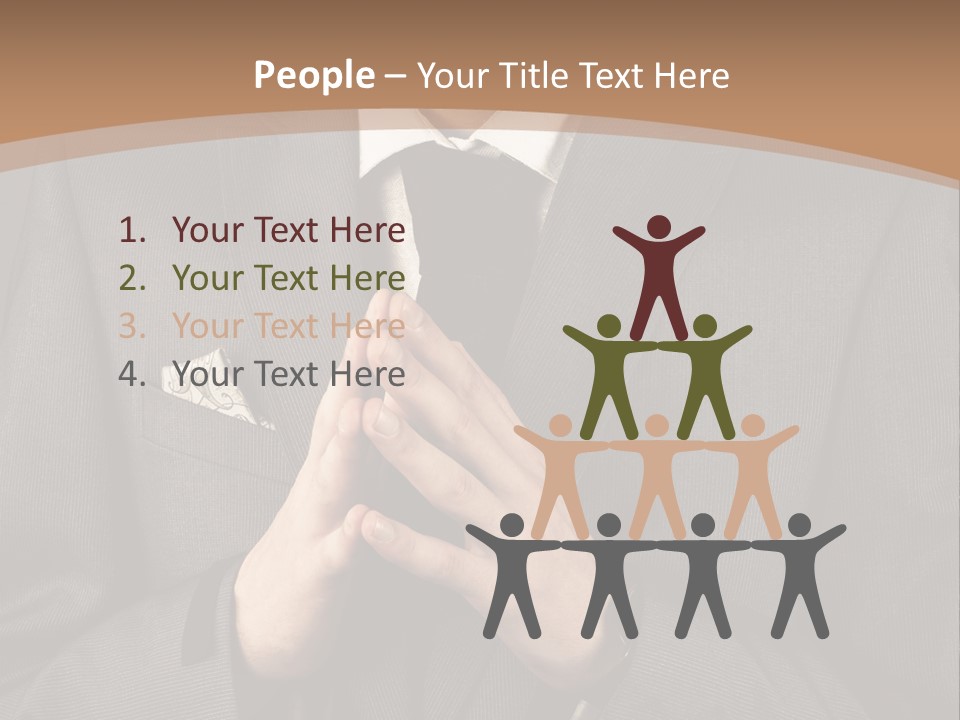 A Man In A Suit Is Holding His Hands Together PowerPoint Template