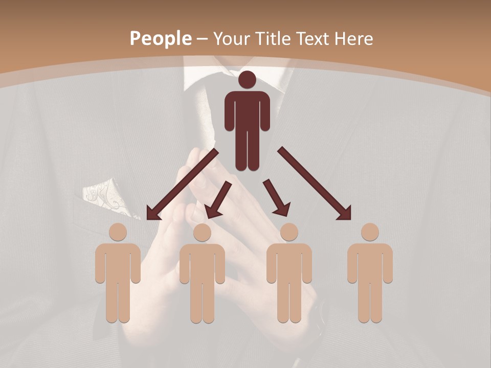 A Man In A Suit Is Holding His Hands Together PowerPoint Template