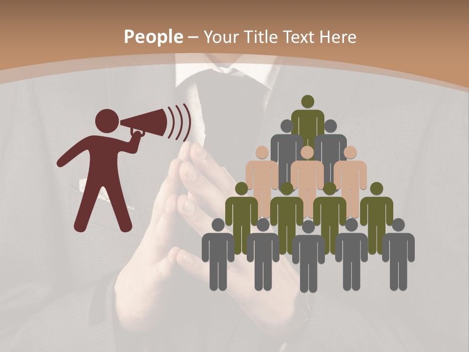 A Man In A Suit Is Holding His Hands Together PowerPoint Template