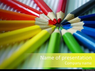 A Group Of Colored Pencils Arranged In A Circle PowerPoint Template