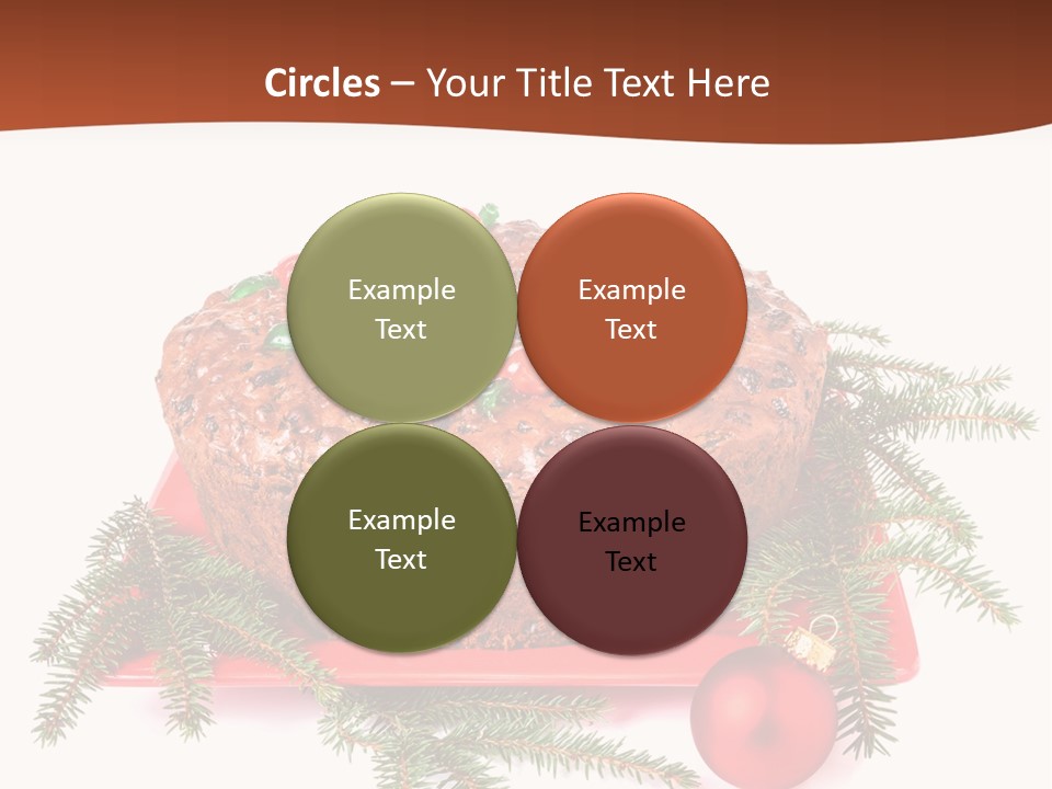 A Christmas Cake On A Red Plate On A White Background PowerPoint Template