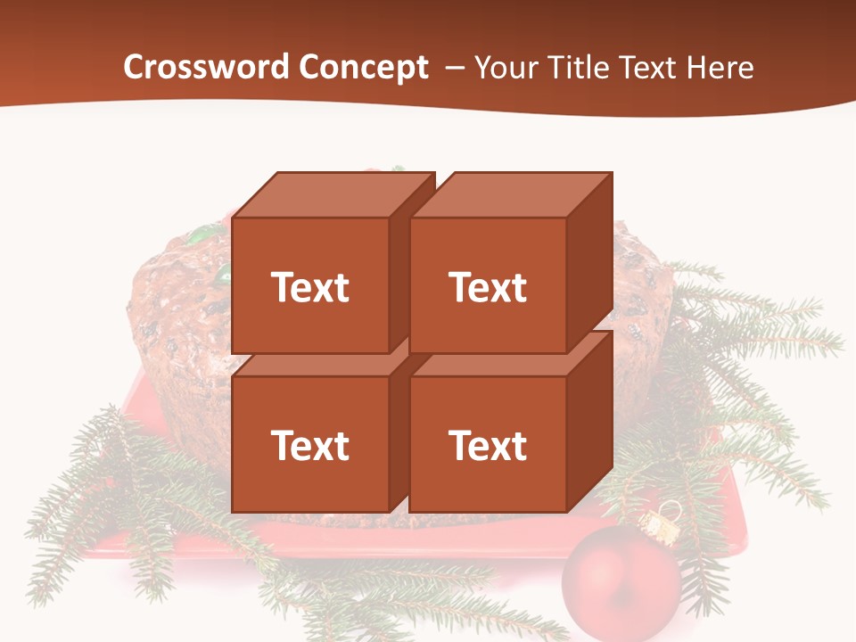 A Christmas Cake On A Red Plate On A White Background PowerPoint Template