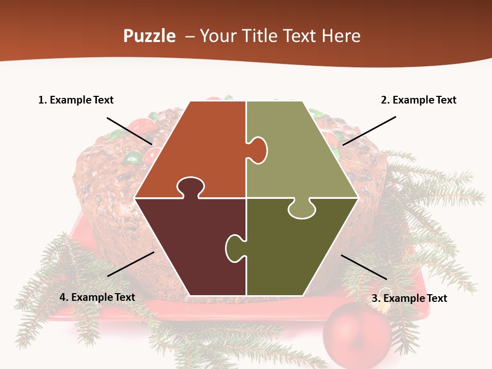 A Christmas Cake On A Red Plate On A White Background PowerPoint Template