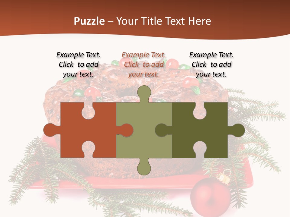 A Christmas Cake On A Red Plate On A White Background PowerPoint Template