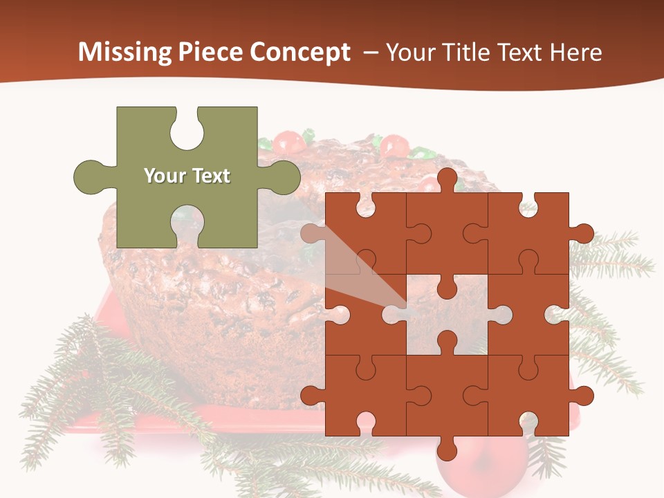 A Christmas Cake On A Red Plate On A White Background PowerPoint Template