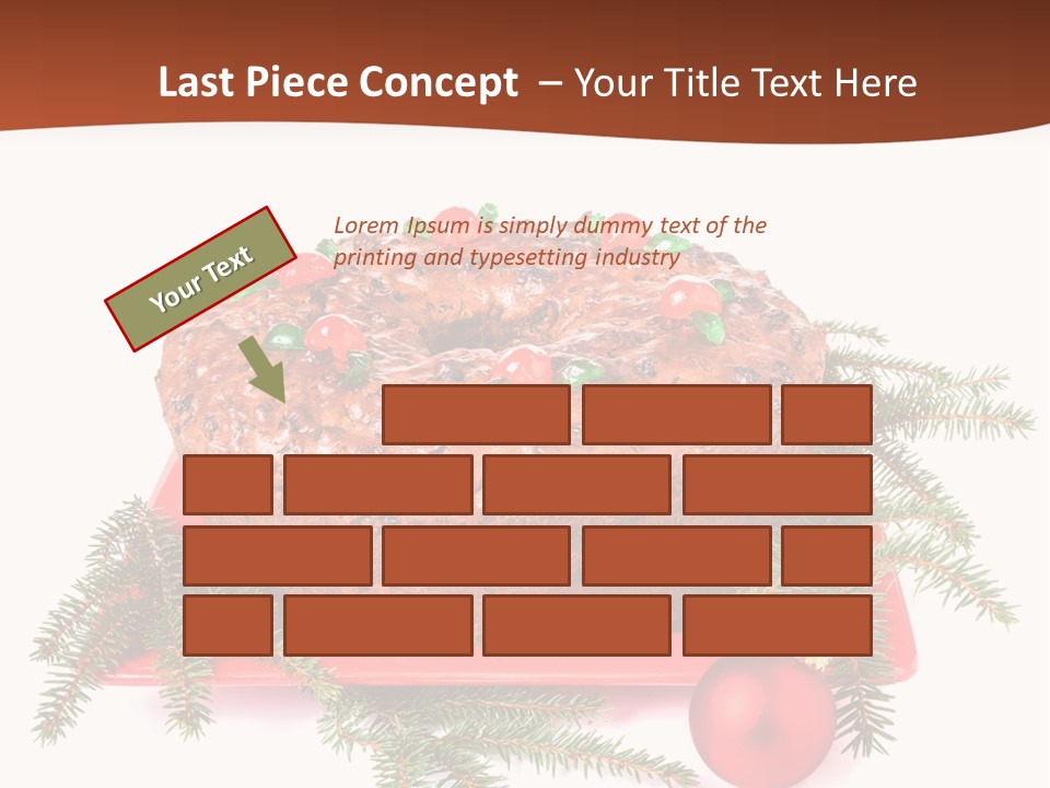 A Christmas Cake On A Red Plate On A White Background PowerPoint Template