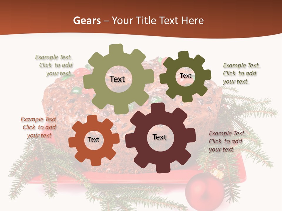 A Christmas Cake On A Red Plate On A White Background PowerPoint Template