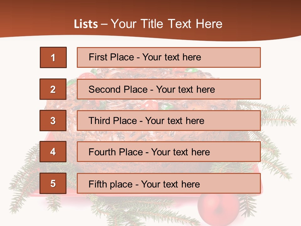 A Christmas Cake On A Red Plate On A White Background PowerPoint Template