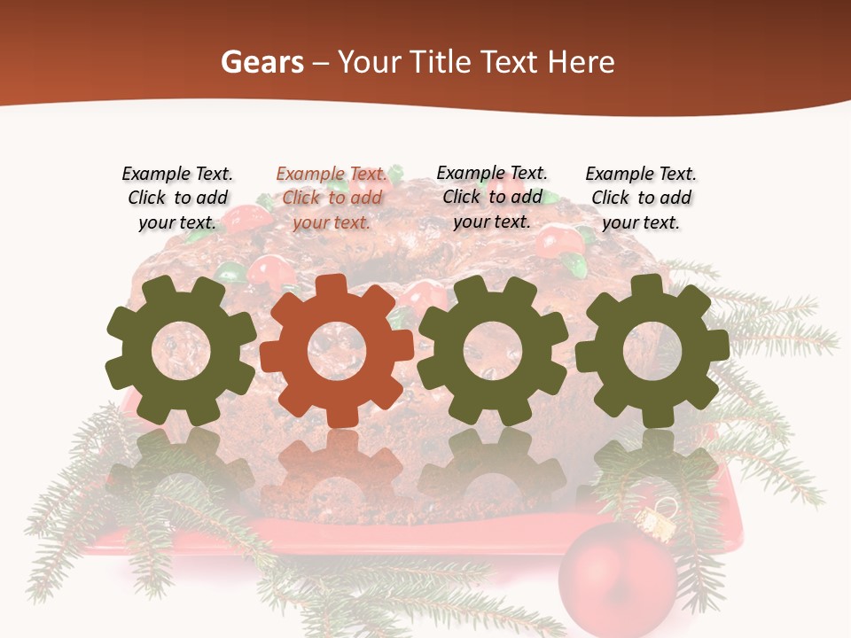 A Christmas Cake On A Red Plate On A White Background PowerPoint Template