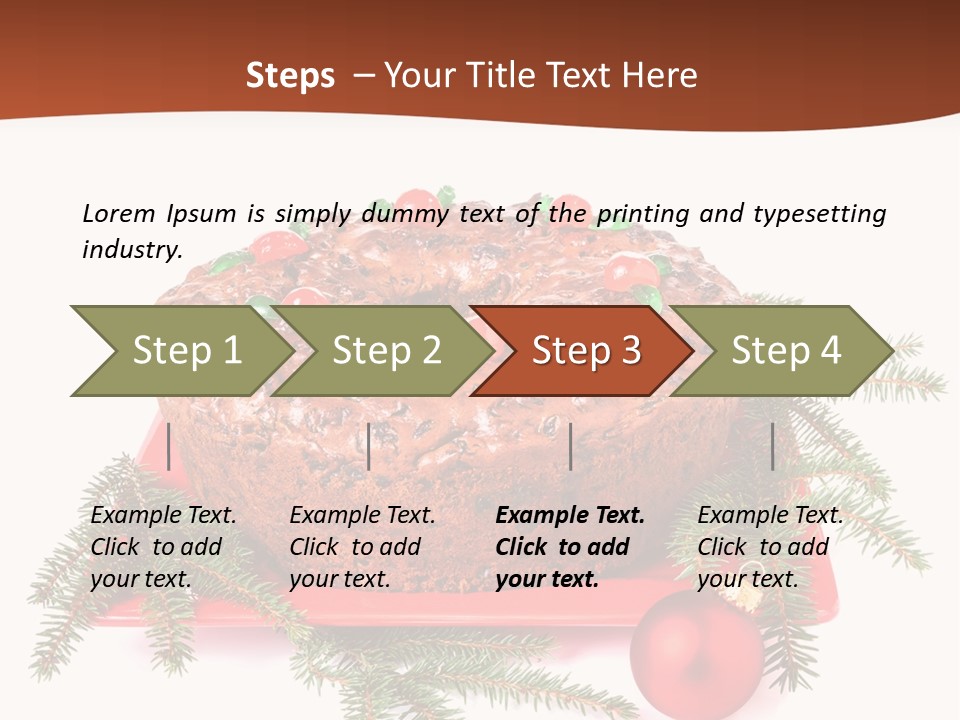 A Christmas Cake On A Red Plate On A White Background PowerPoint Template