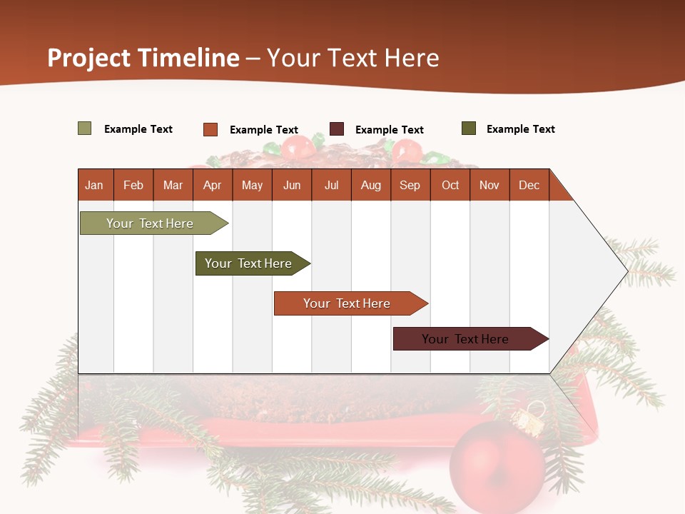 A Christmas Cake On A Red Plate On A White Background PowerPoint Template