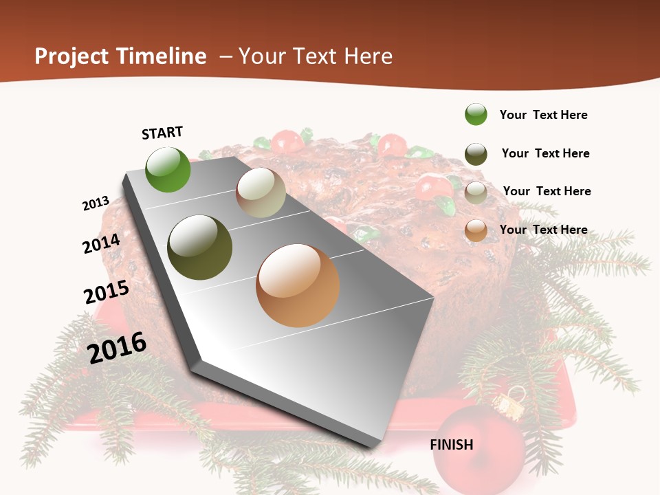 A Christmas Cake On A Red Plate On A White Background PowerPoint Template