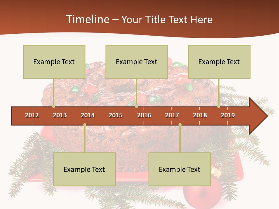 A Christmas Cake On A Red Plate On A White Background PowerPoint Template