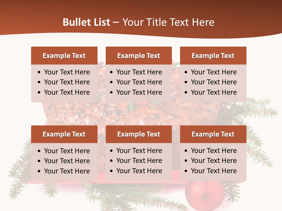 A Christmas Cake On A Red Plate On A White Background PowerPoint Template