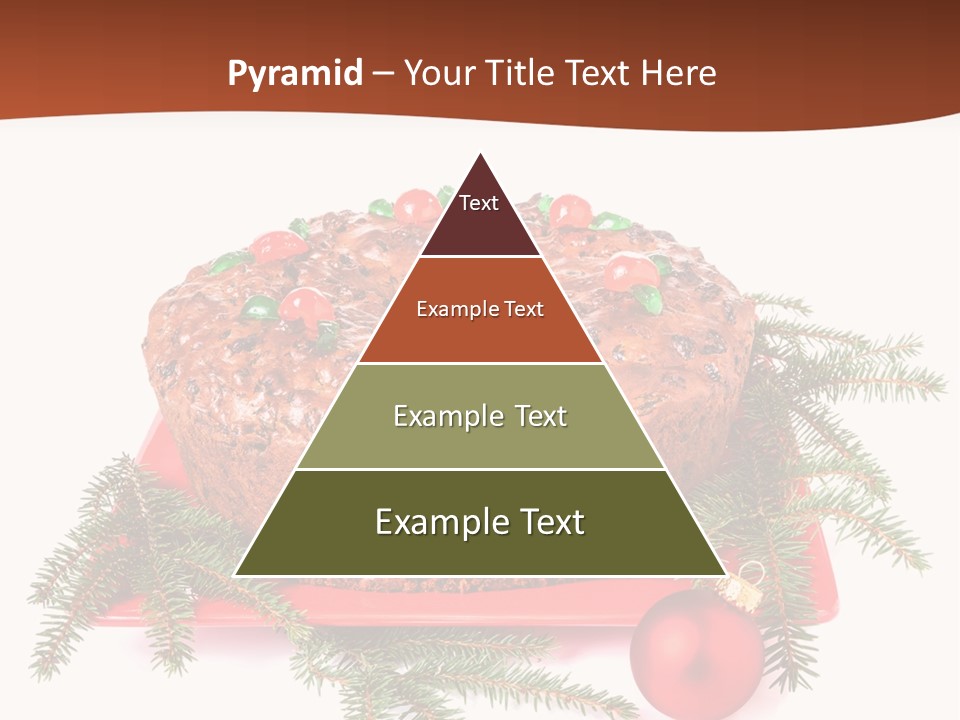 A Christmas Cake On A Red Plate On A White Background PowerPoint Template