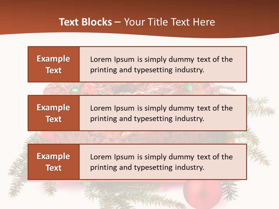 A Christmas Cake On A Red Plate On A White Background PowerPoint Template