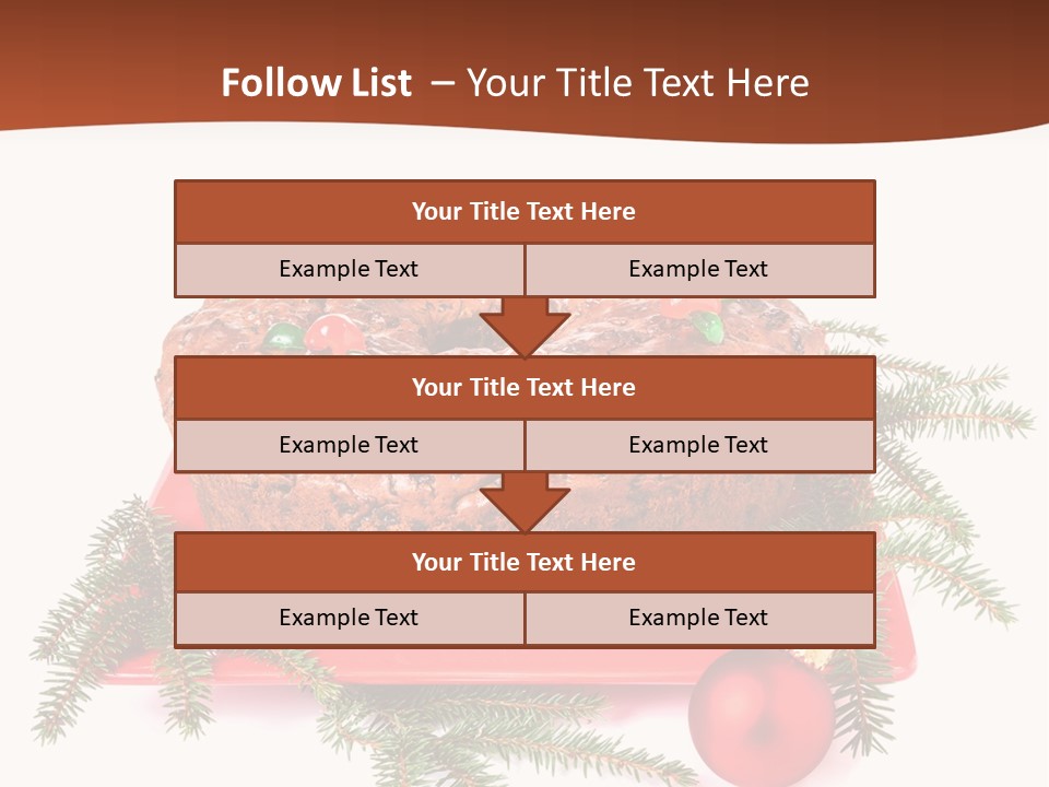 A Christmas Cake On A Red Plate On A White Background PowerPoint Template