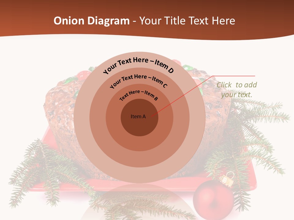 A Christmas Cake On A Red Plate On A White Background PowerPoint Template