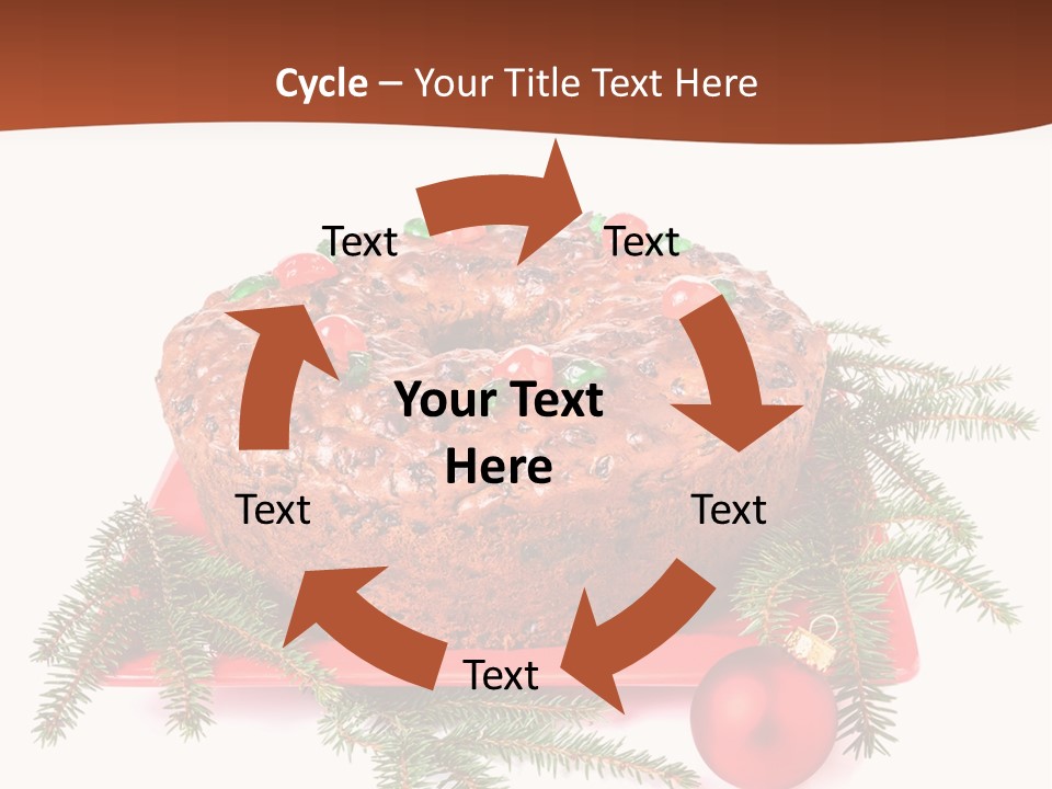 A Christmas Cake On A Red Plate On A White Background PowerPoint Template