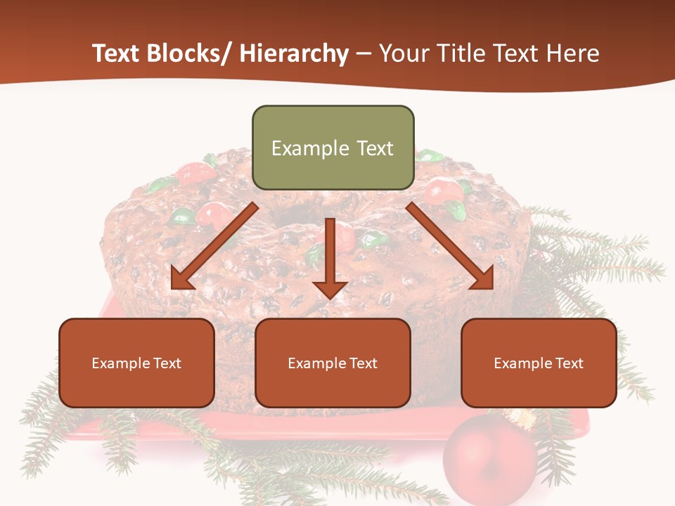 A Christmas Cake On A Red Plate On A White Background PowerPoint Template