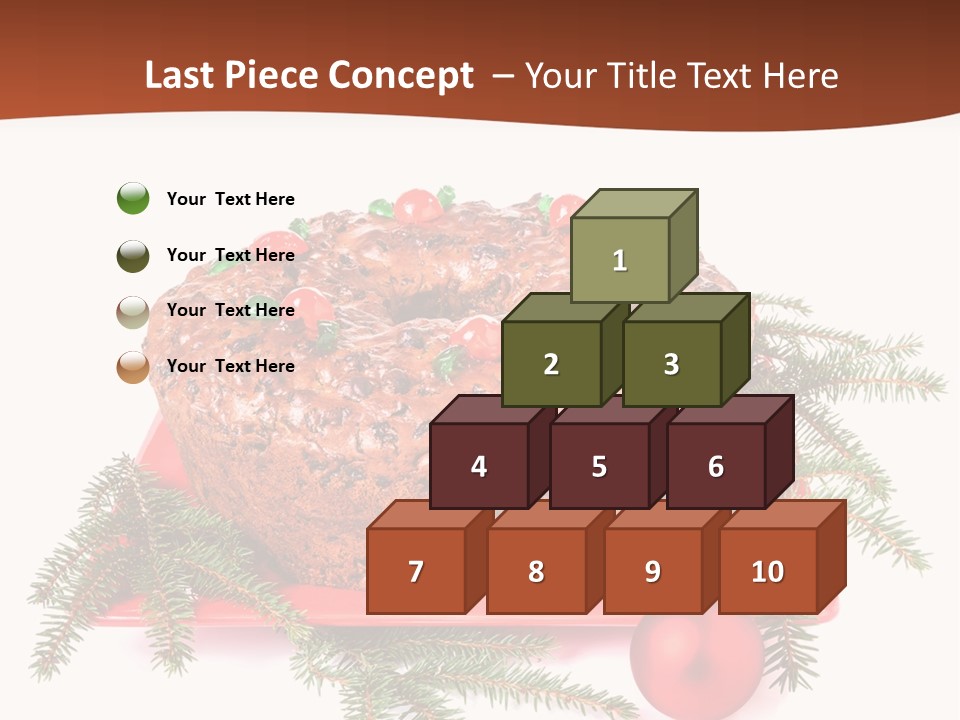 A Christmas Cake On A Red Plate On A White Background PowerPoint Template