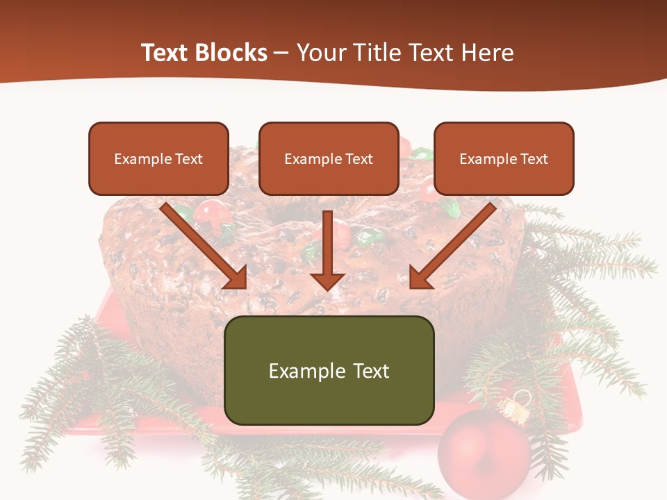 A Christmas Cake On A Red Plate On A White Background PowerPoint Template