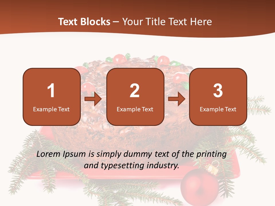A Christmas Cake On A Red Plate On A White Background PowerPoint Template