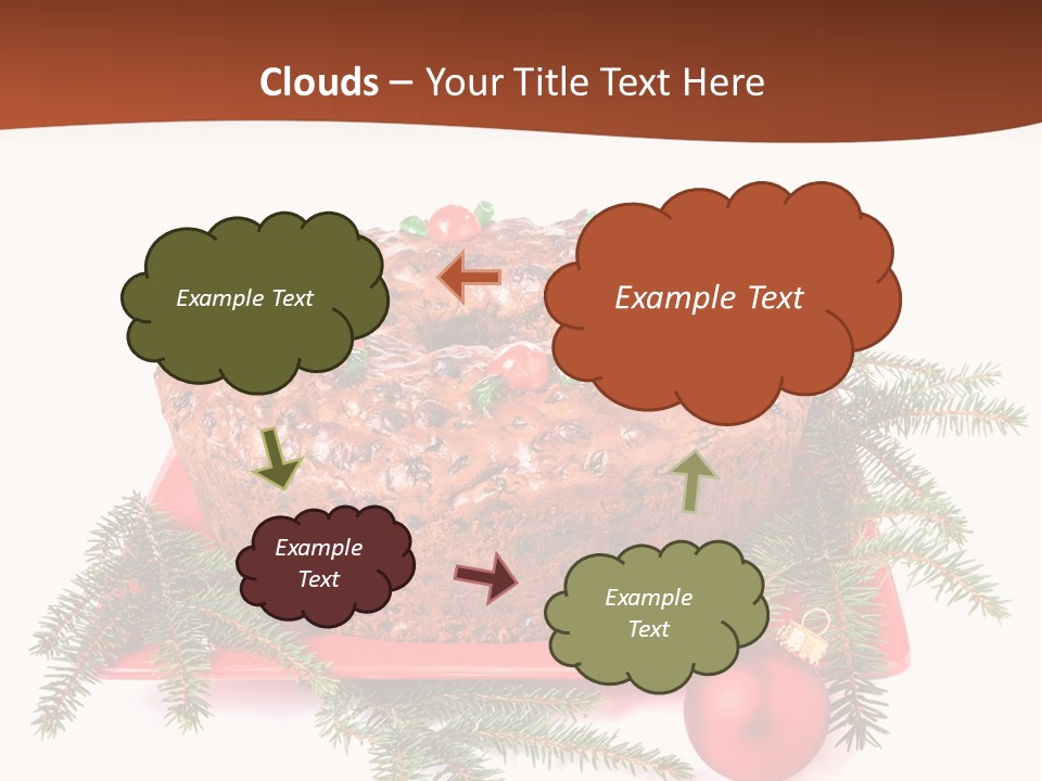 A Christmas Cake On A Red Plate On A White Background PowerPoint Template
