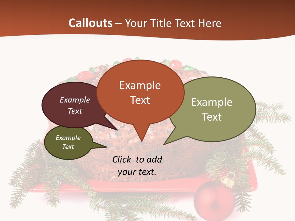 A Christmas Cake On A Red Plate On A White Background PowerPoint Template